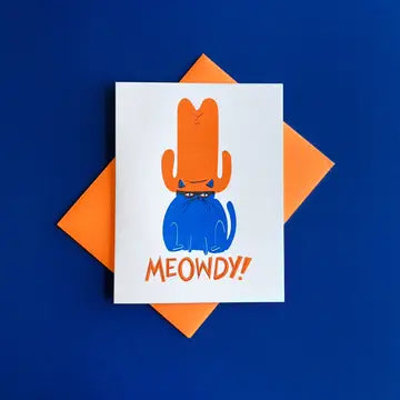 Meowdy Cat Risograph Card