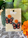 Monarch Butterfly Earrings with Cempasuchil Flowers