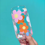 Colorful Flowers Coffee Glass Cup