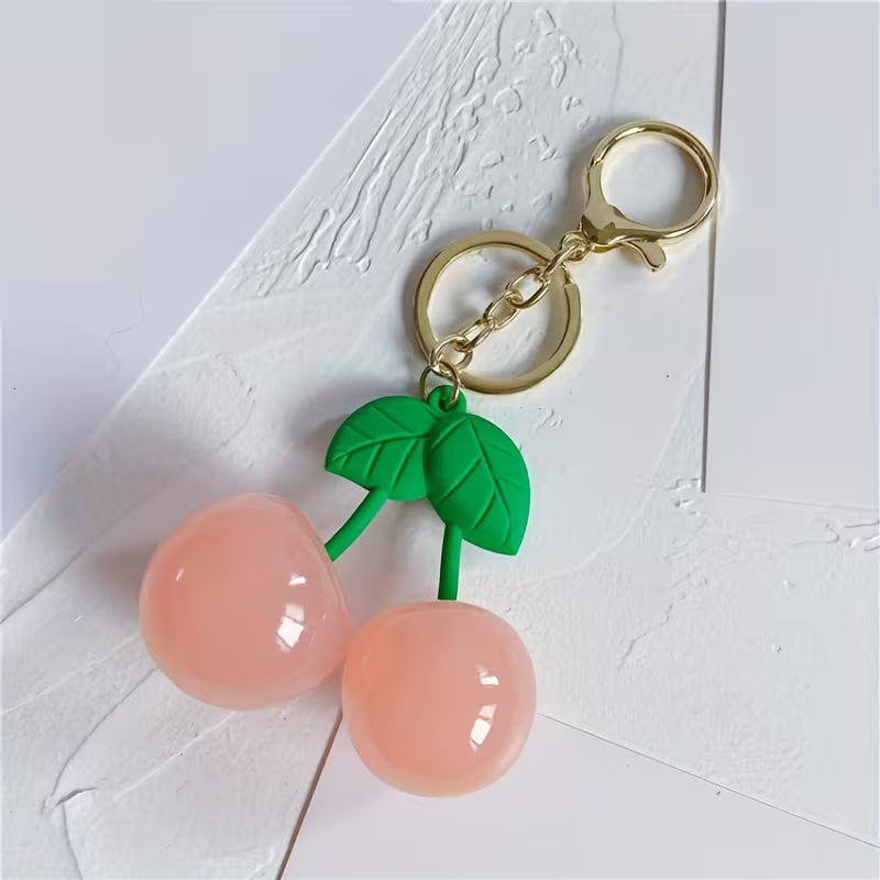 Acrylic Pink Cherries Keychain