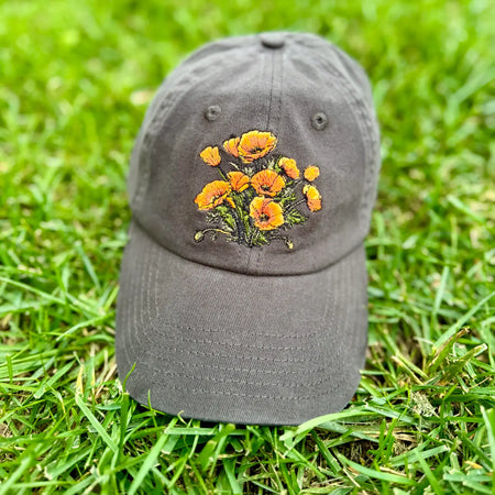 California Poppies Embroidered Hat