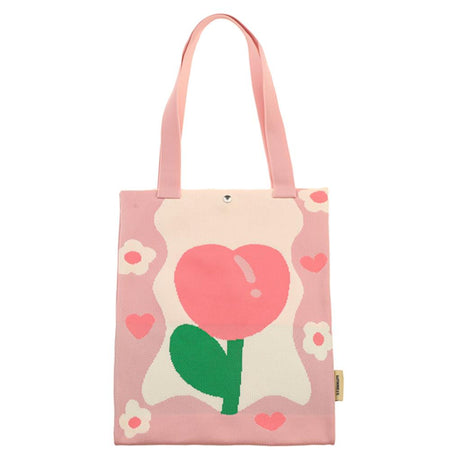 Flower Heart Knitted Tote