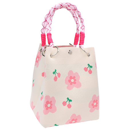 Flower Cherry Knitted Tote