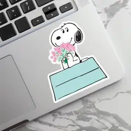 Snoopy W/Floral Bouquet Sticker