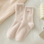 Fluffy Heart Embroidered Socks