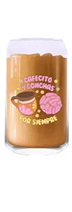 Cafecito Con Conchas Glass Coffee Cup