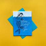 Mermaid Letterpress Birthday Card