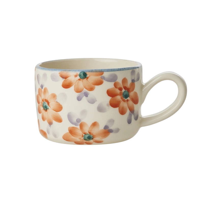Hand Painted Floral Cappuccino Cup 6.70z