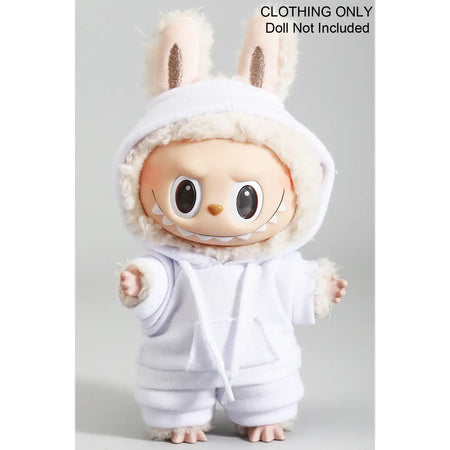 White Two Piece Hoodie and Shorts Labubu Outfit