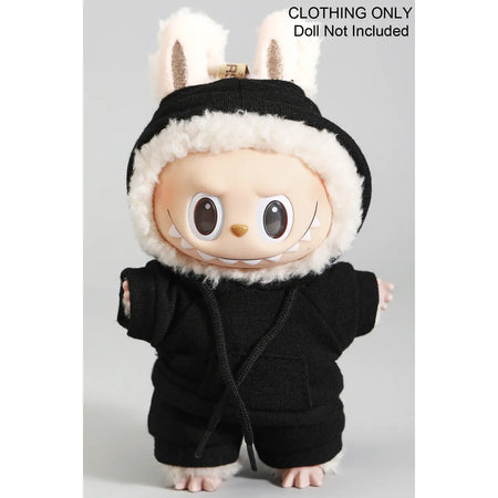 Black Two Piece Hoodie and Shorts Labubu Outfit