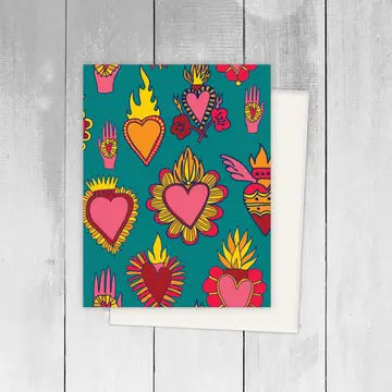 Sacred Hearts Milagros Greeting Card
