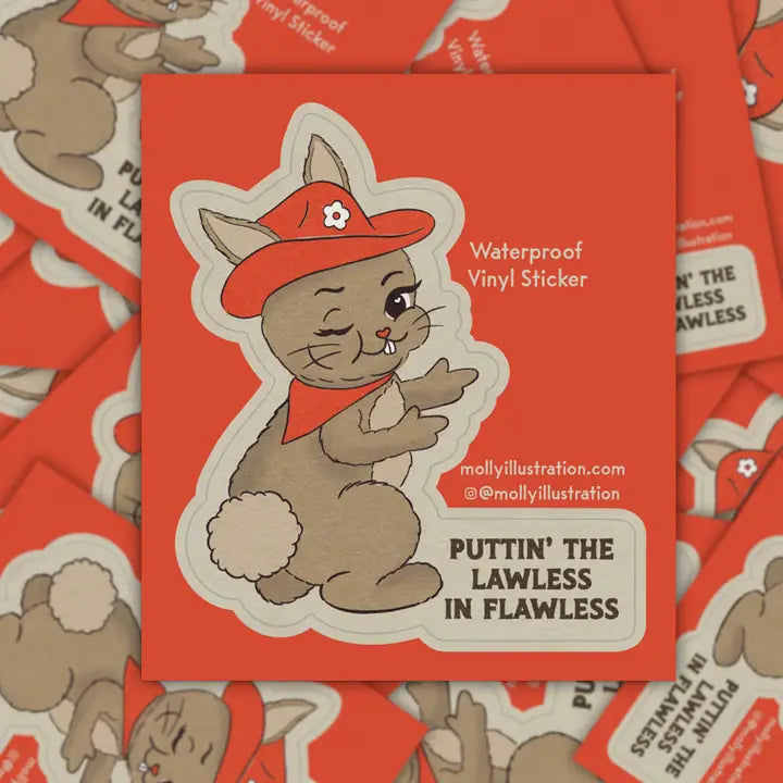 Lawless 'n Flawless Bunny Cowgirl Sticker