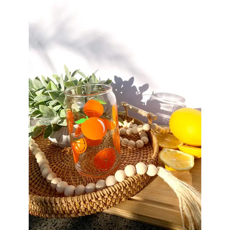 Orange Fruit 16oz Glass Cup