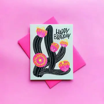 Happy Birthday Cactus Letterpress Card