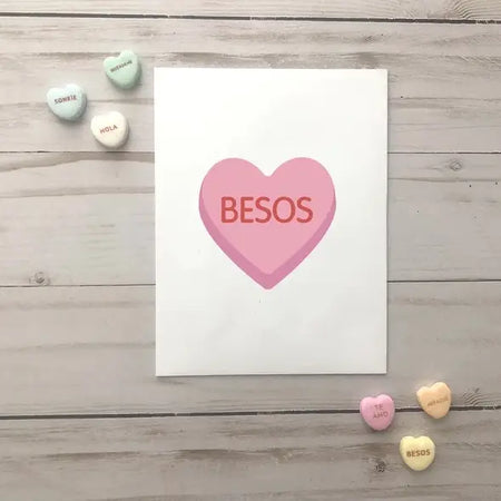 Besos Heart Candy Greeting Card