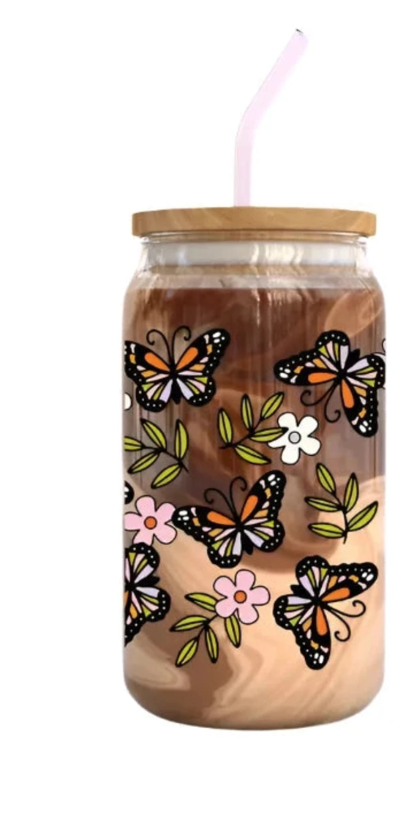 Butterflies Glass Coffee Cup