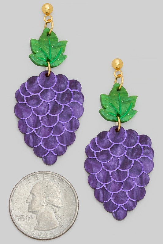 Grape Drop Acrylic Earrings