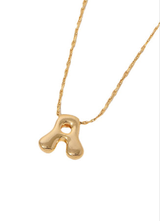 14K Bubble Letter Pendant Necklace