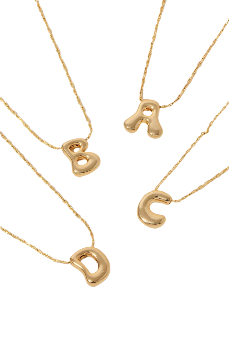 14K Bubble Letter Pendant Necklace