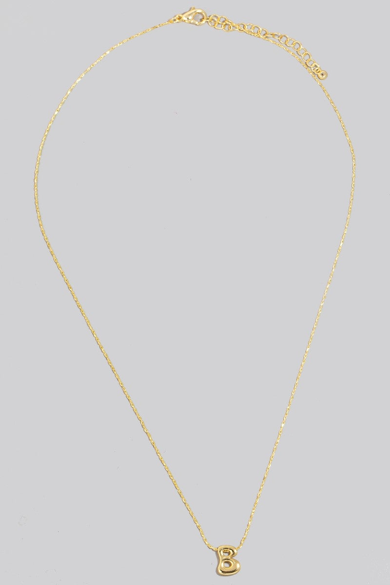 14K Bubble Letter Pendant Necklace