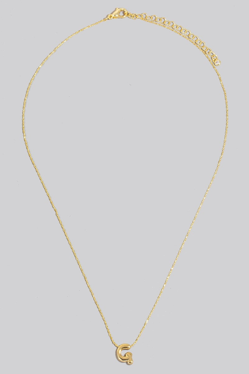 14K Bubble Letter Pendant Necklace