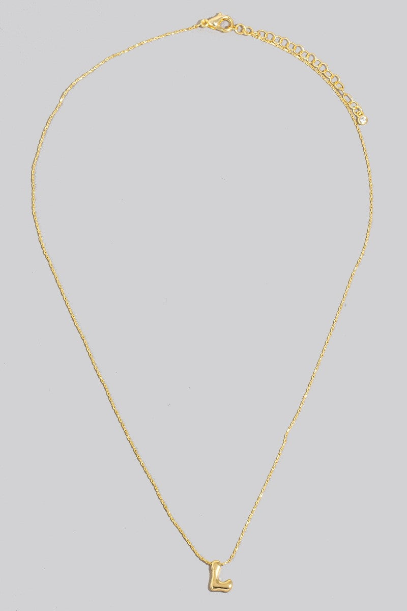 14K Bubble Letter Pendant Necklace