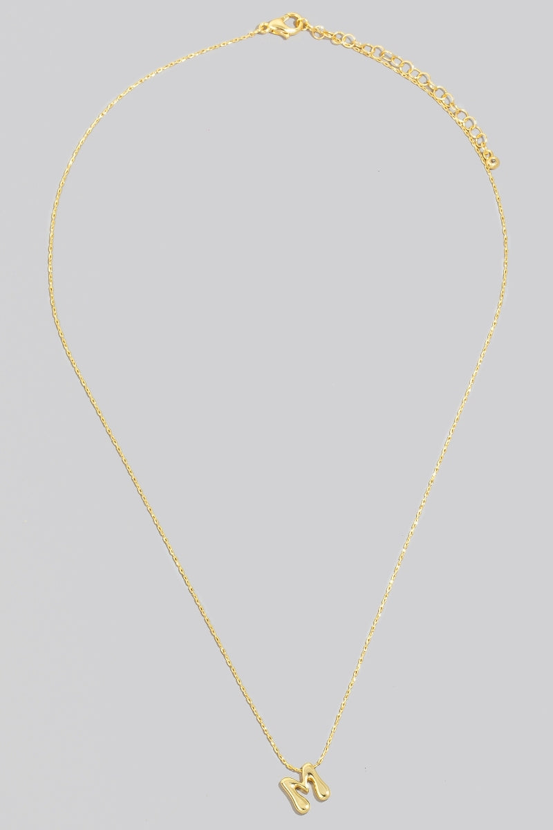 14K Bubble Letter Pendant Necklace