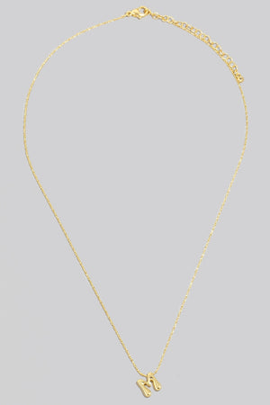 14K Bubble Letter Pendant Necklace