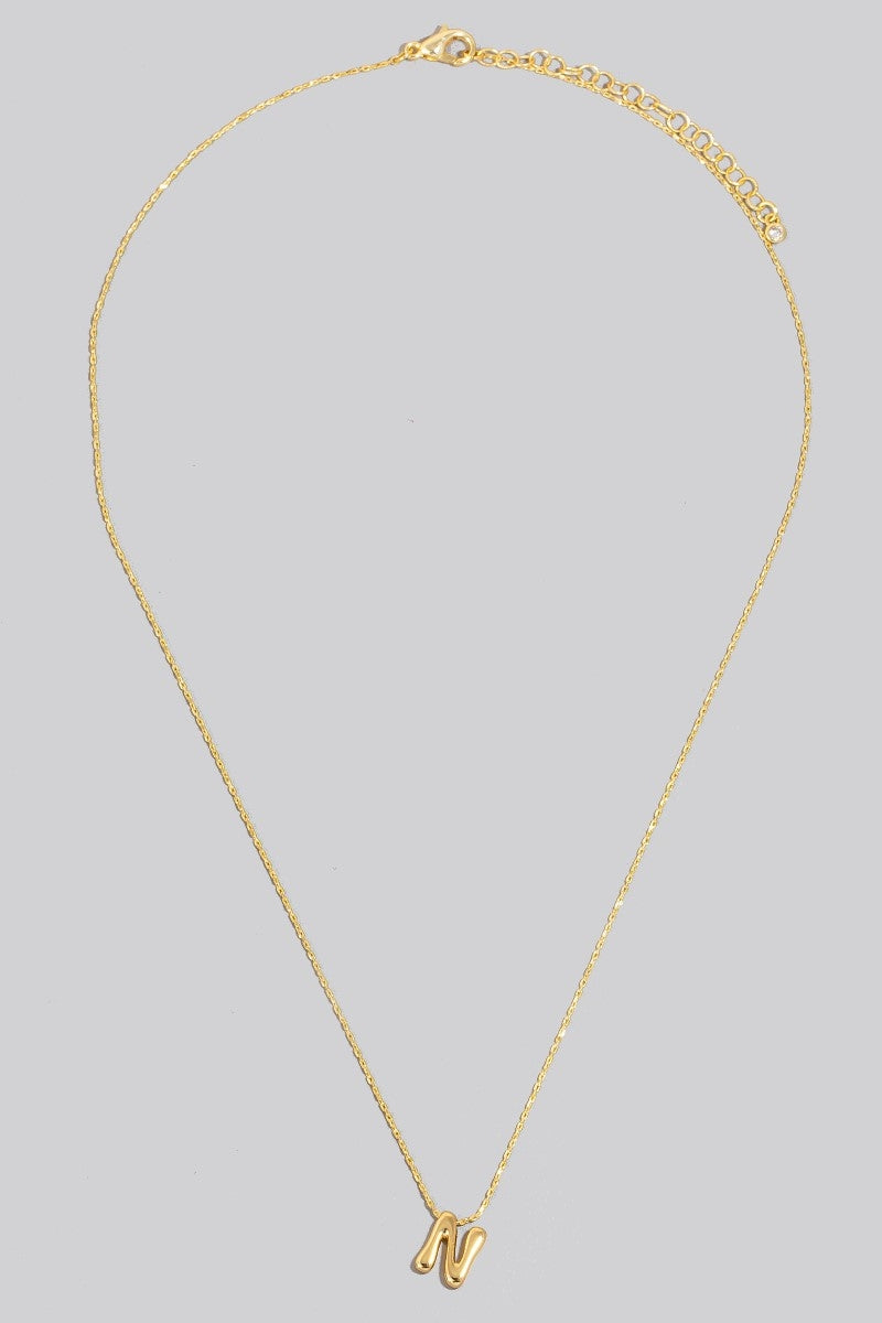 14K Bubble Letter Pendant Necklace