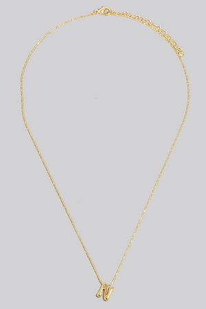 14K Bubble Letter Pendant Necklace