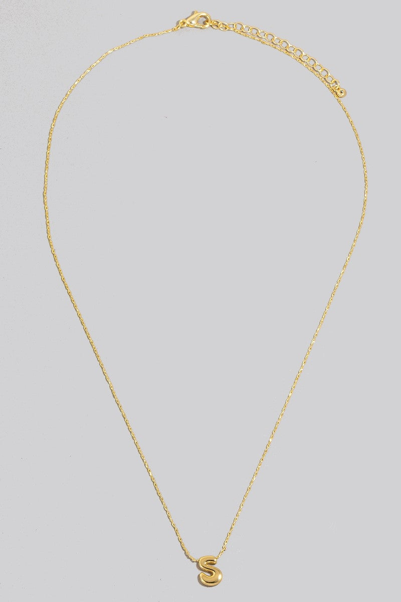 14K Bubble Letter Pendant Necklace