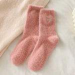 Fluffy Heart Embroidered Socks