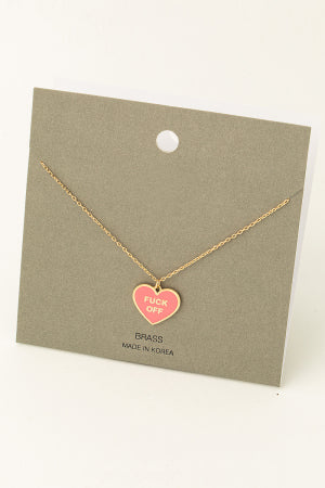 Fuck Off Heart Necklace