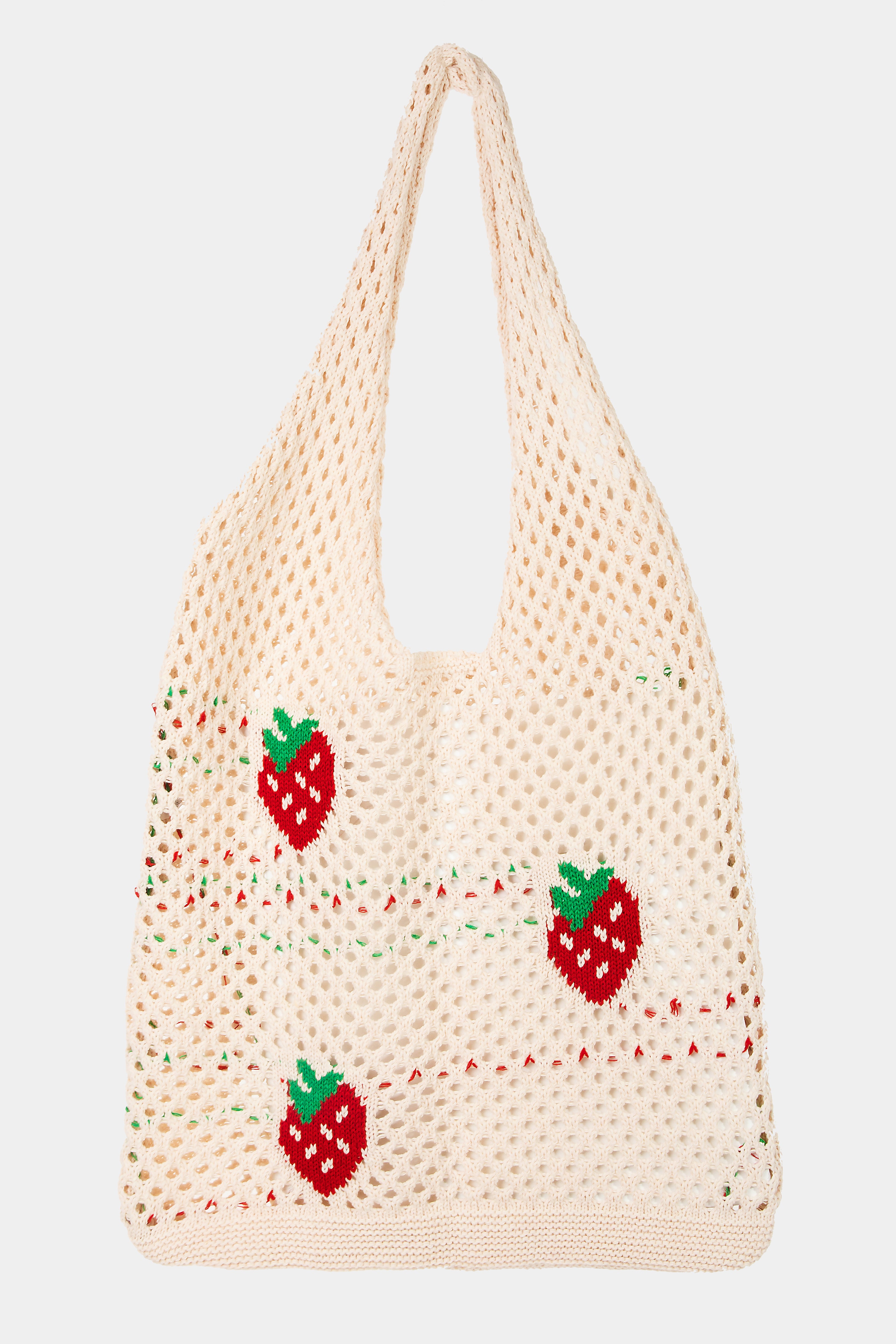 Strawberry Crochet Knit Tote Bag