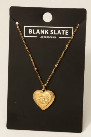 Evil Eye Heart Pendent Necklace