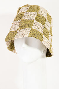 Crocket Knit Checkered Bucket Hat