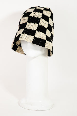 Knitted Checkered Bucket Hat