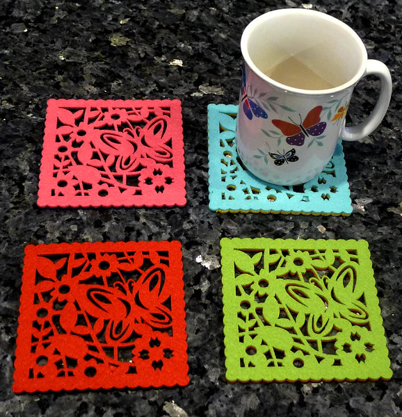 Double-sided Felt "Papel Picado" Coaster Sets