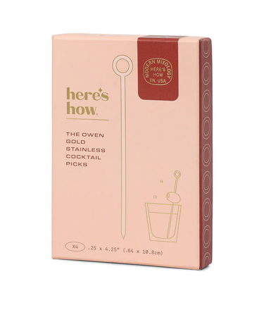 Cocktail Picks - Gold, Set of 4