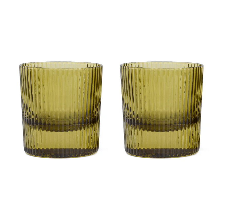 Lowball Glass - Olive, Set of 2