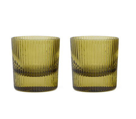 Lowball Glass - Olive, Set of 2