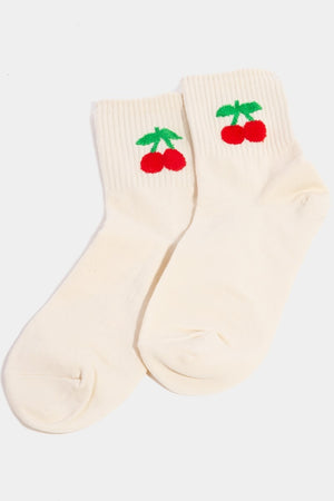 Cherry Embroidered Socks