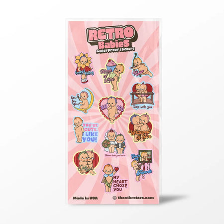 Retro Babies Valentines Sticker Sheet