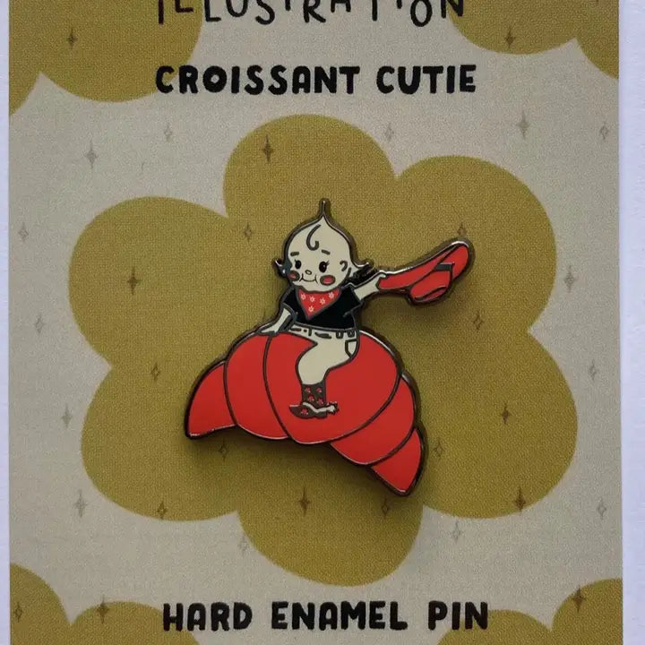 Croissant Cutie Kewpie Enamel Pin