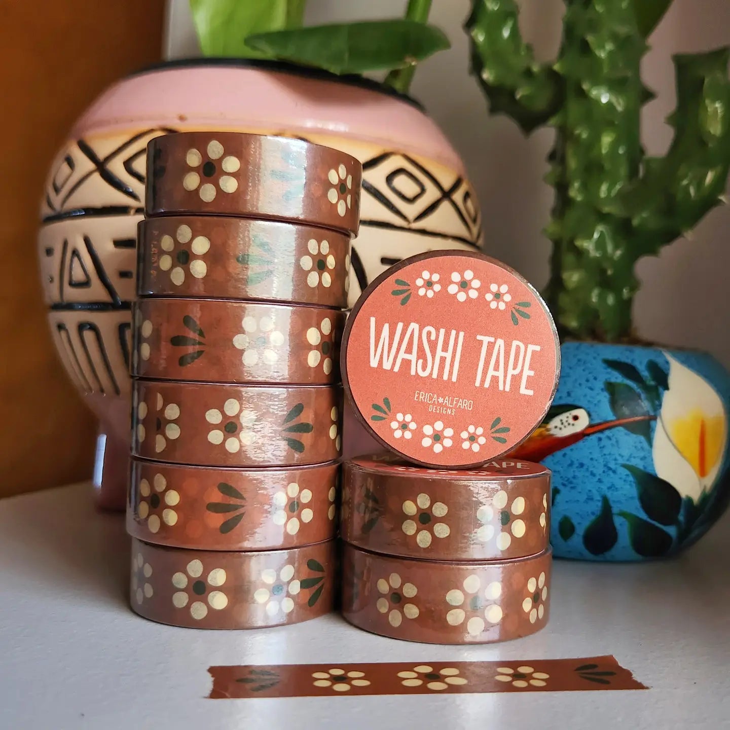 Terracotta Floral Washi Tape