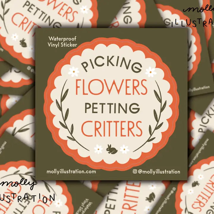Picking Flowers Petting Critters Sticker
