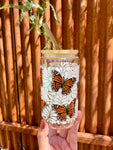 Libbey Talavera Monarch Butterfly Glass Cup 16 oz