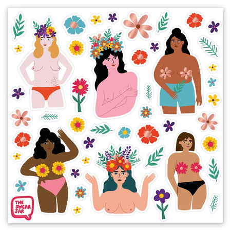 Flowers In the Nude Sticker Sheet