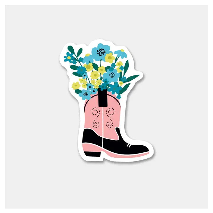 Cowboy Boot W/Flowers Sticker