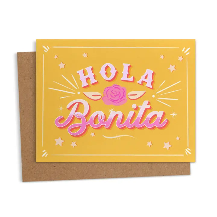 Hola Bonita Rótulo Greeting Card